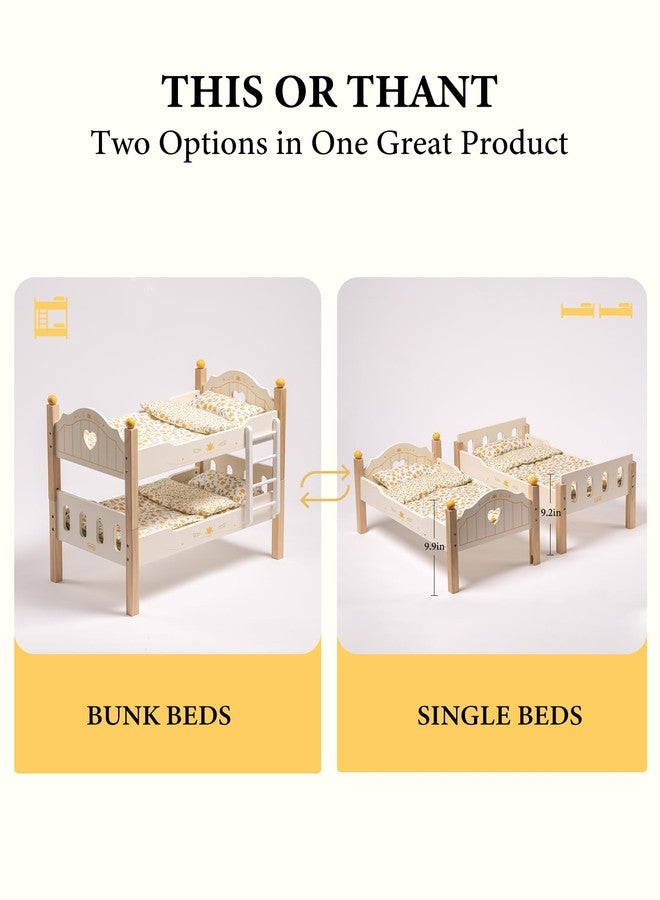 ROBUD Baby Doll Crib, Wooden Baby Doll Beds for 20 Inch Dolls, Baby Doll Bunk Beds with Tulle, American Girl Doll Bed for Gifts, WRP12 - Image 4